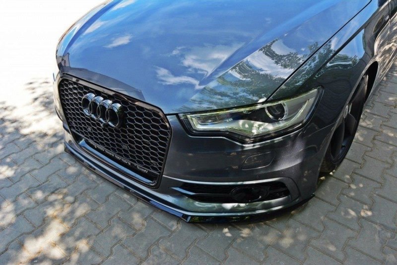 Maxton Front Ansatz V.2 für Audi S6 / A6 S-Line C7 schwarz Hochglanz AU-A6-C7-SLINE-FD2-G
