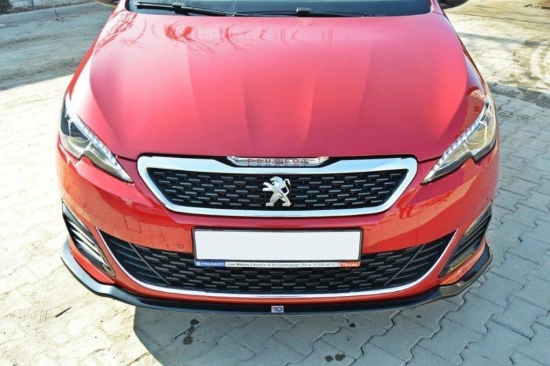 Maxton Front Ansatz für v.1 PEUGEOT 308 II GTI schwarz Hochglanz PE-308-GTI-FD1-G