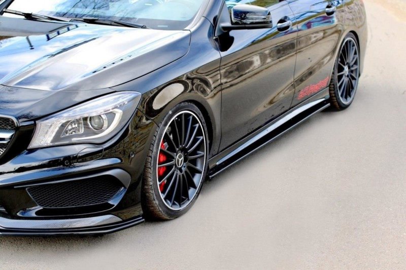 Maxton Seitenschweller Ansatz für MERCEDES CLA 45 AMG C117/A45 AMG W176 (vor Facelift) schwarz Hochglanz ME-CLA-117-AMG-SD1-G