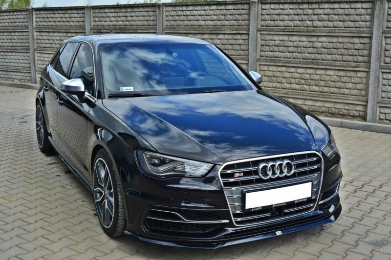 Maxton Front Ansatz für Audi S3 / A3 S-Line 8v Hatchback / Sportback schwarz Hochglanz AU-S3-3-FD2-G