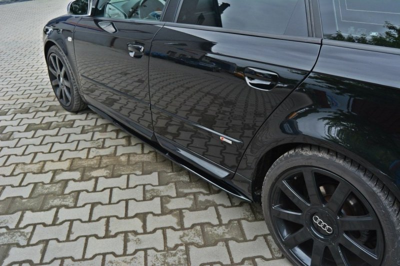 Maxton Seitenschweller Ansatz für Audi S4 / A4 / A4 S-Line B6 / B7  schwarz Hochglanz AU-S4-B6-SD1-G