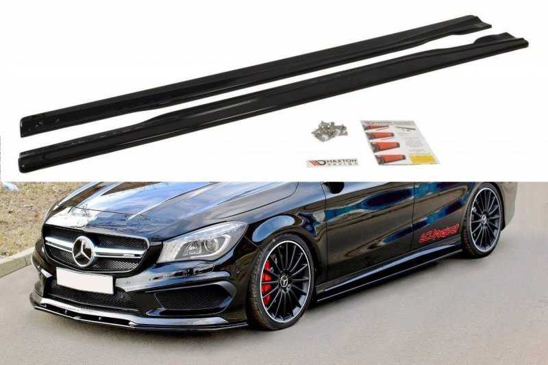 Maxton Seitenschweller Ansatz für MERCEDES CLA 45 AMG C117/A45 AMG W176 (vor Facelift) schwarz Hochglanz ME-CLA-117-AMG-SD1-G