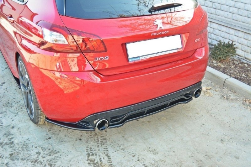 Maxton Mittlerer Diffusor Heck Ansatz für PEUGEOT 308 II GTI im DTM LOOK schwarz Hochglanz PE-308-GTI-RD1+RD2-G