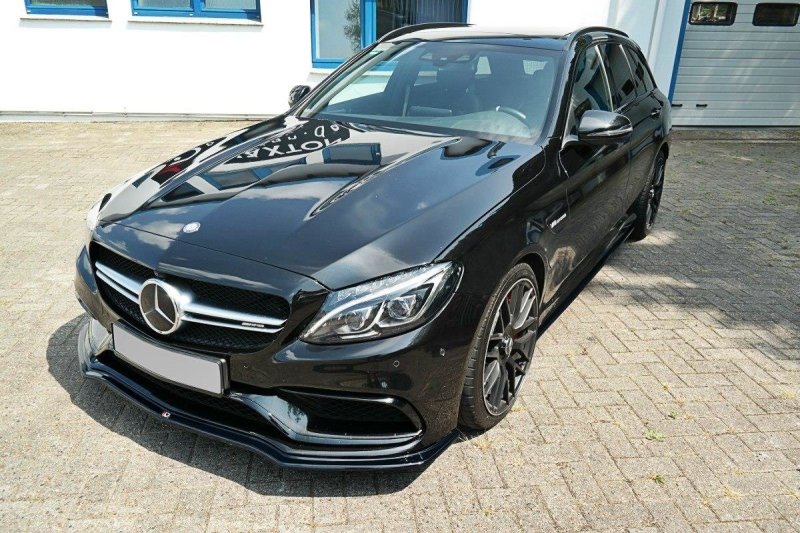 Maxton Front Ansatz V.1 für Mercedes C-Klasse S205 63 AMG Kombi schwarz Hochglanz ME-C-205-AMG-ES-FD1-G