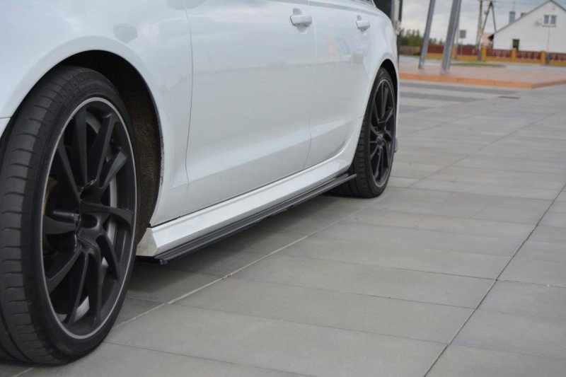 Maxton Seitenschweller Ansatz für Audi A6 C7 S-line/ S6 C7 Facelift schwarz Hochglanz AU-A6-C7F-SLINE-SD1-G