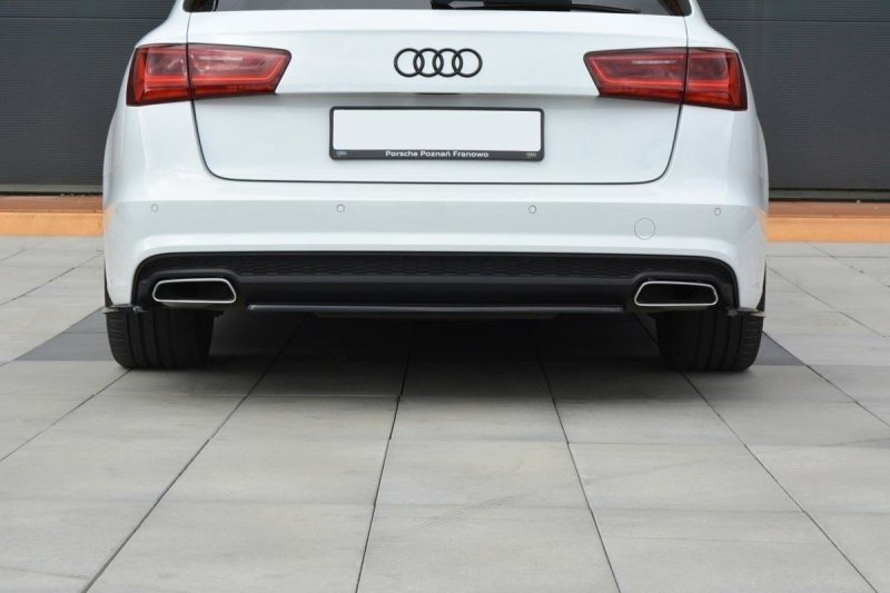 Maxton Mittlerer Diffusor Heck Ansatz für Audi A6 C7 Avant S-line Facelift schwarz Hochglanz AU-A6-C7F-SLINE-AV-RD1-G