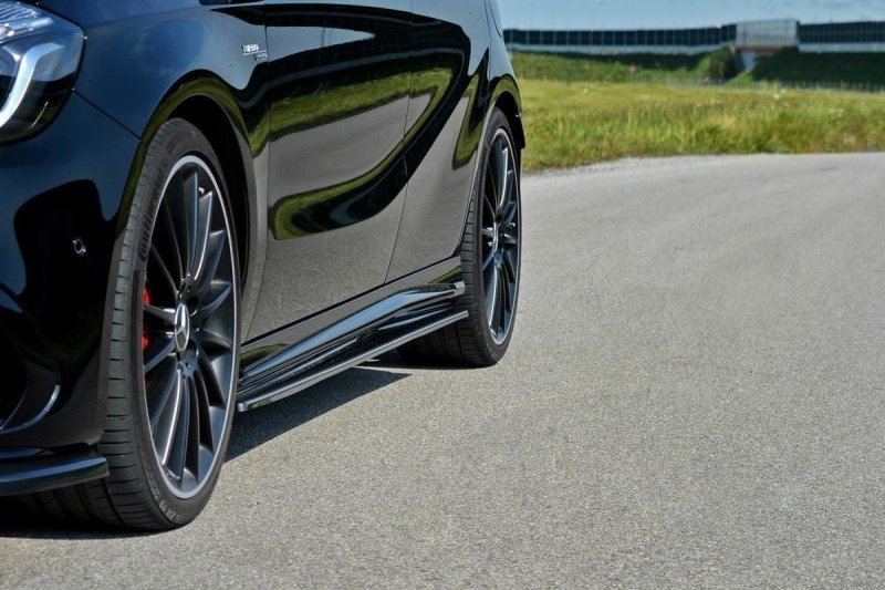 Maxton Seitenschweller Ansatz für Mercedes A W176/ CLA 117 AMG/ CLA 117 AMG LINE Facelift schwarz Hochglanz ME-CLA-117F-AMG-SD1-G