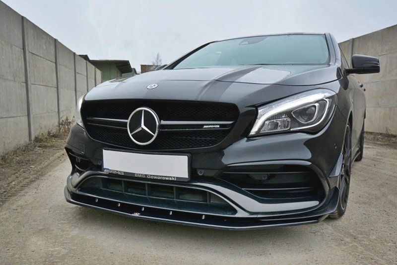Maxton Front Ansatz V.1 für Mercedes CLA A45 AMG C117 Facelift schwarz Hochglanz ME-CLA-117F-AMG-FD1-G