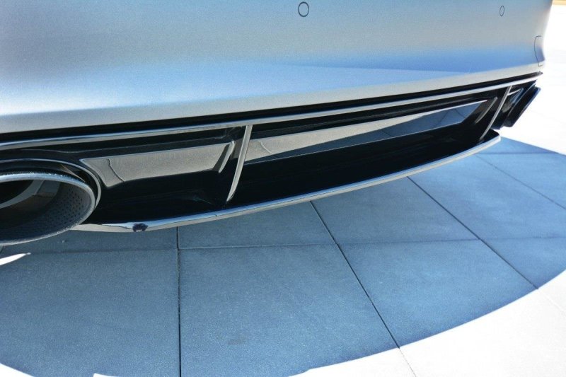 Maxton Mittlerer Diffusor Heck Ansatz für Audi RS7 Facelift schwarz Hochglanz AU-RS7-1F-RD1-G