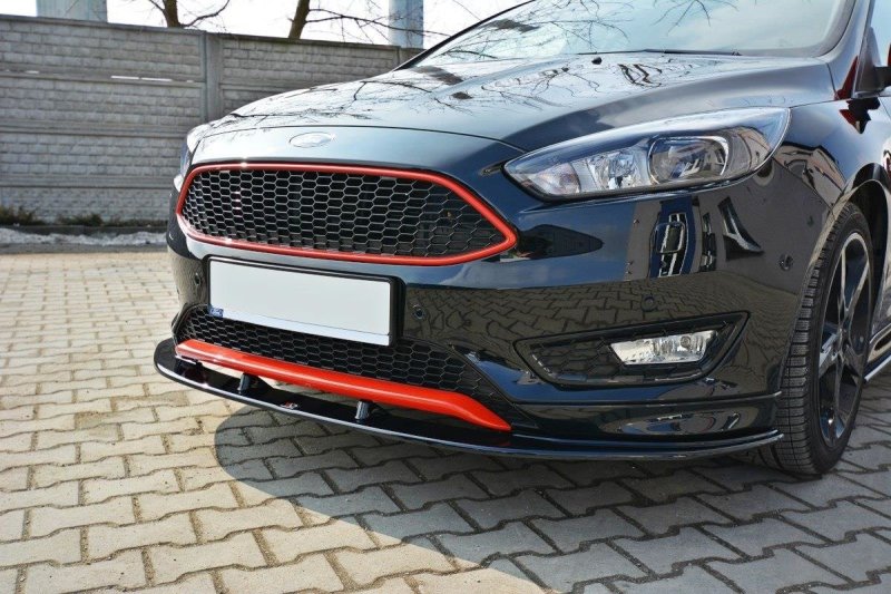 Maxton Front Ansatz V.1 für Ford Focus ST-Line Mk3 FL schwarz Hochglanz FO-FO-3F-STLINE-FD1-G