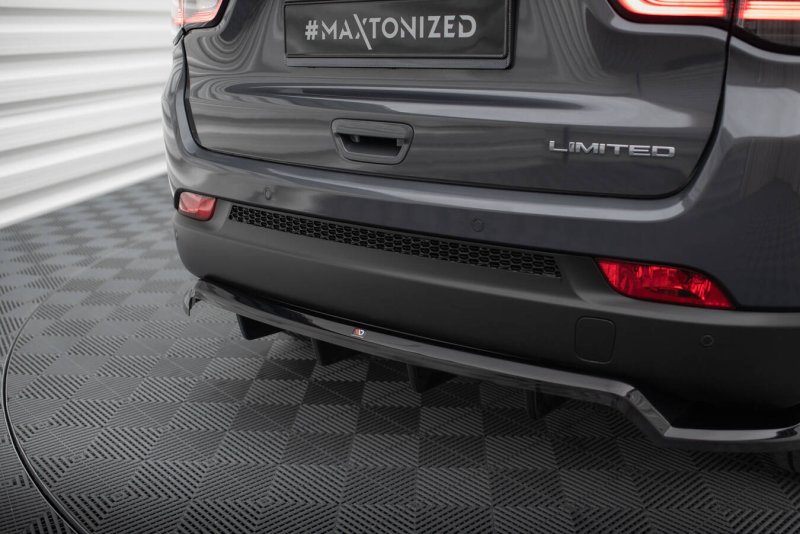 Maxton Mittlerer Cup Diffusor Heck Ansatz Jeep Compass Limited Mk2 Facelift schwarz Hochglanz JE-CO-2-RD1G+RD2-G