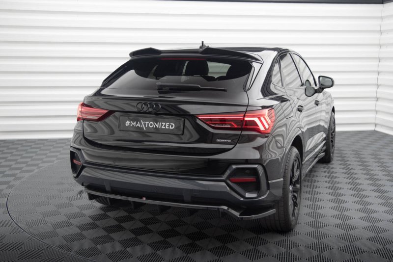 Maxton Mittlerer Cup Diffusor Heck Ansatz Audi Q3 Sportback F3 schwarz Hochglanz AU-Q3-2-SB-RD1G+RD2-G