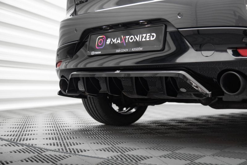 Maxton Mittlerer Cup Diffusor Heck Ansatz Mazda 3 Mk4 schwarz Hochglanz MA-3-4-RD1G+RD2-G