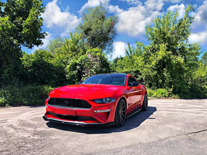 Maxton Front Ansatz für Ford Mustang Mk. 6 Facelift schwarz Hochglanz FO-MU-6F-FD1-G
