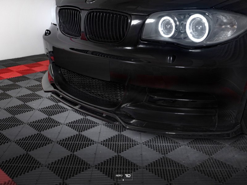 Maxton Front Ansatz V.1 für BMW 1er E82 FACELIFT M Paket  schwarz Hochglanz BM-1-82F-MPACK-FD1G+FD1R-G