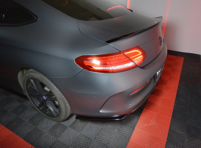 Maxton Heck Ansatz Flaps Diffusor für MERCEDES- BENZ C-KLASSE W205 COUPE AMG-LINE schwarz Hochglanz ME-C-205-AMGLINE-C-RSD1-G