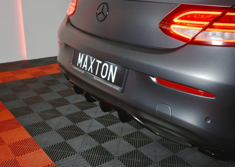 Maxton Diffusor Heck Ansatz für MERCEDES- BENZ C-KLASSE W205 COUPE AMG-LINE schwarz Hochglanz ME-C-205-AMGLINE-C-RS1-G