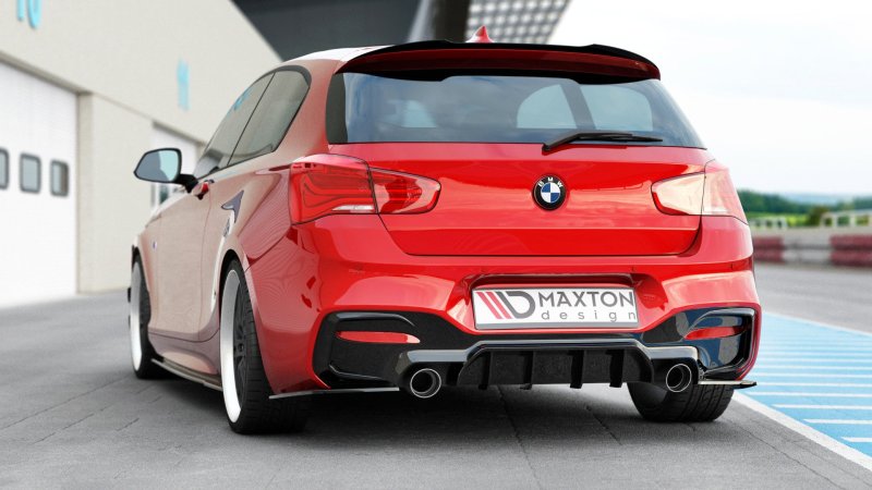 Maxton Diffusor Heck Ansatz für Bmw 1 F20/ F21 Facelift M-Power schwarz Hochglanz BM-1-F20F-M-RS1-G