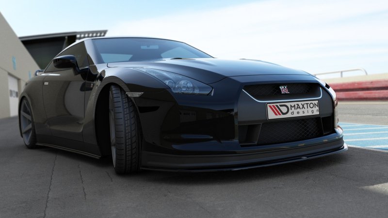 Maxton Front Ansatz V.2 für NISSAN GT-R vor Facelift COUPE (R35-SERIES) schwarz Hochglanz NI-GTR-3-FD2-G