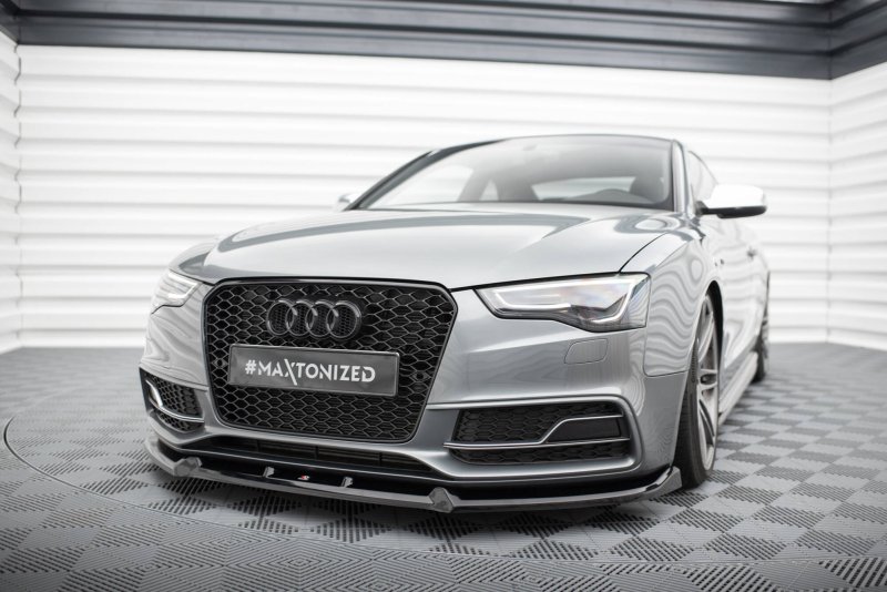 Maxton Front Ansatz V.3 Audi S5 / A5 S-Line Coupe / Sportback 8T Facelift schwarz Hochglanz AU-S5-1F-FD1-G