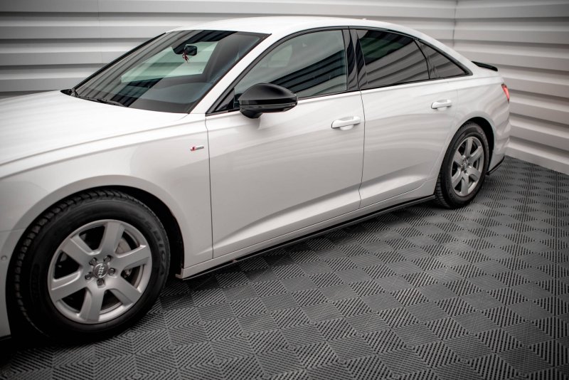 Maxton Seitenschweller Ansatz für Audi A6 C8 schwarz Hochglanz AU-A6-C8-SD1-G