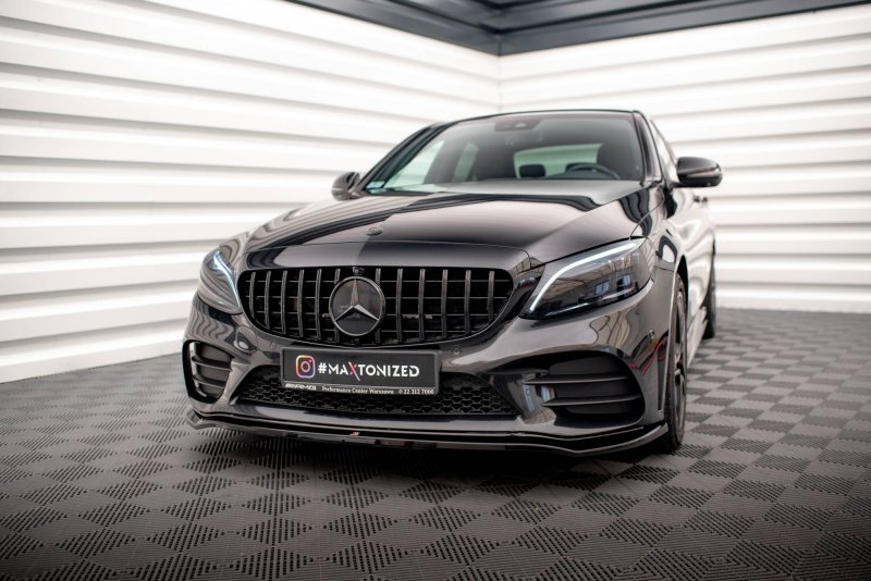 Maxton Front Ansatz V.1 für Mercedes-Benz C AMG Line Limousine / Coupe W205 / C205 Facelift schwarz Hochglanz ME-C-205F-AMGLINE-C-FD1-G