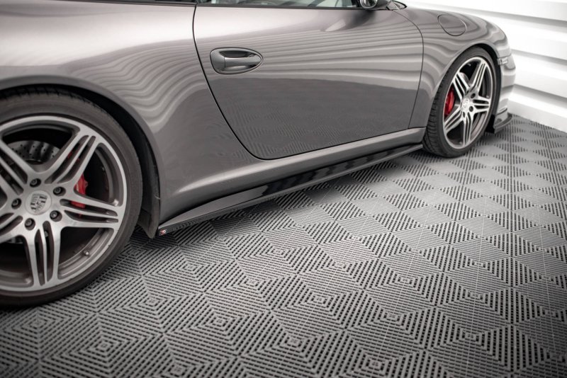 Maxton Seitenschweller Ansatz für Porsche 911 Carrera / Carrera GTS 997 Facelift schwarz Hochglanz PO-911-997F-CA-S-SD1-G