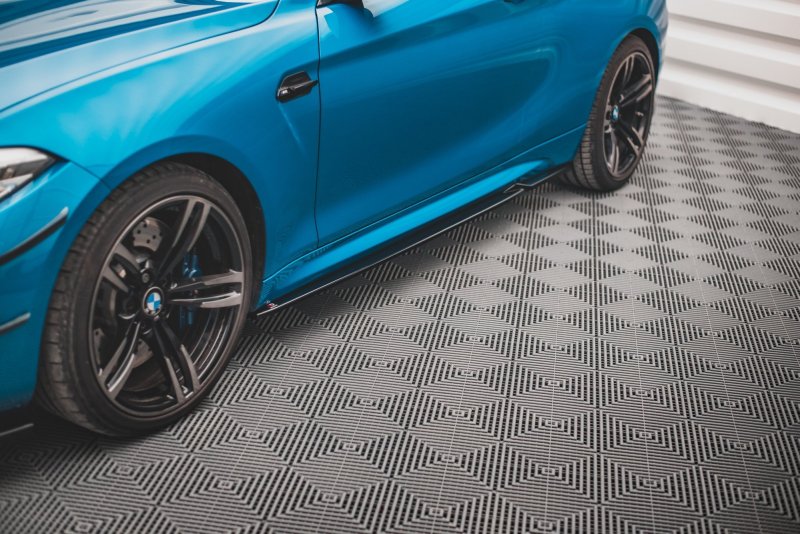 Maxton Seitenschweller Ansatz für V.2 für BMW M2 F87 schwarz Hochglanz BM-2-87-M-SD2-G