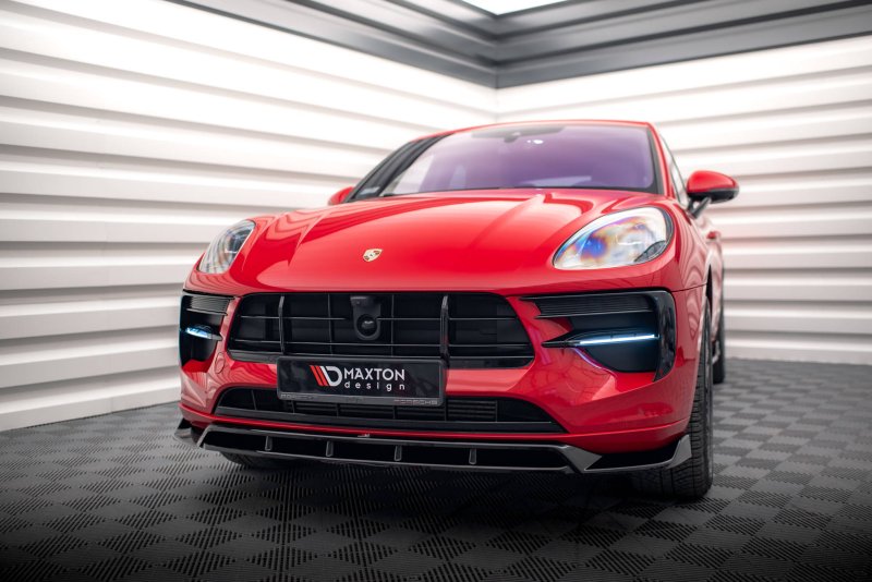 Maxton Front Ansatz V.2 für Porsche Macan Mk1 Facelift schwarz Hochglanz PO-MA-1F-FD2G+FD2R-G