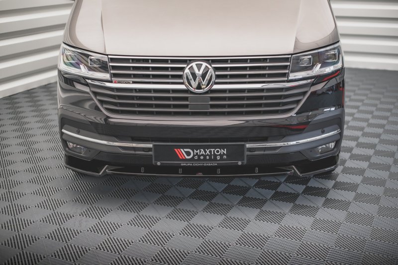 Maxton Front Ansatz V.1 für Volkswagen T6 Facelift schwarz Hochglanz VW-T6F-FD1-G