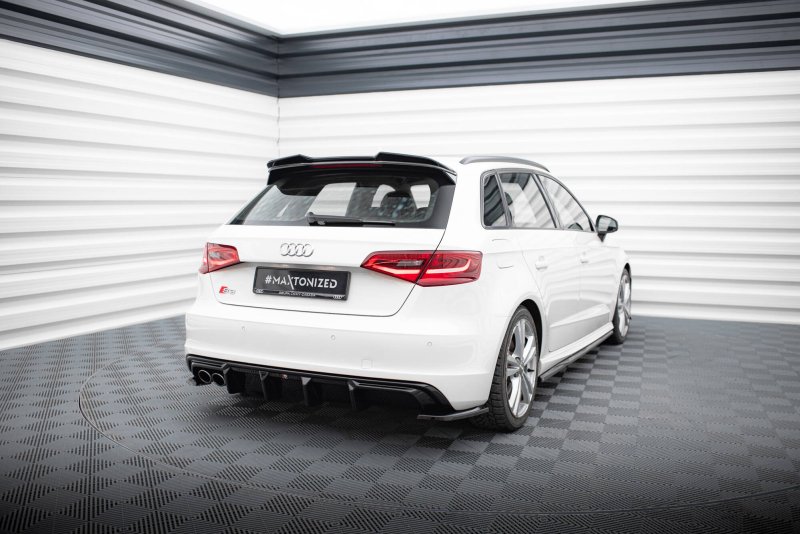 Maxton Diffusor Heck Ansatz Audi A3 S-Line Sportback 8V (Version mit Doppelauspuffendrohr auf einer Seite) AU-S3-8V-SB-RS1GOO_