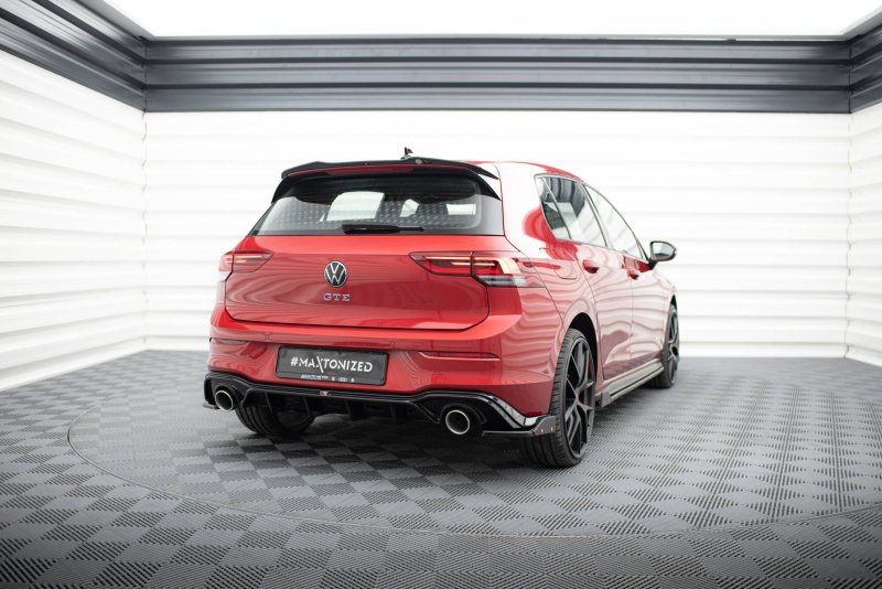 Maxton Diffusor Heck Ansatz + Endschalldampfer Sportauspuff Attrappe VW Golf GTE / R-Line Mk8 / Mk8 Facelift VW-GO-8-GTI-RS2G+RS1RG+BLACK