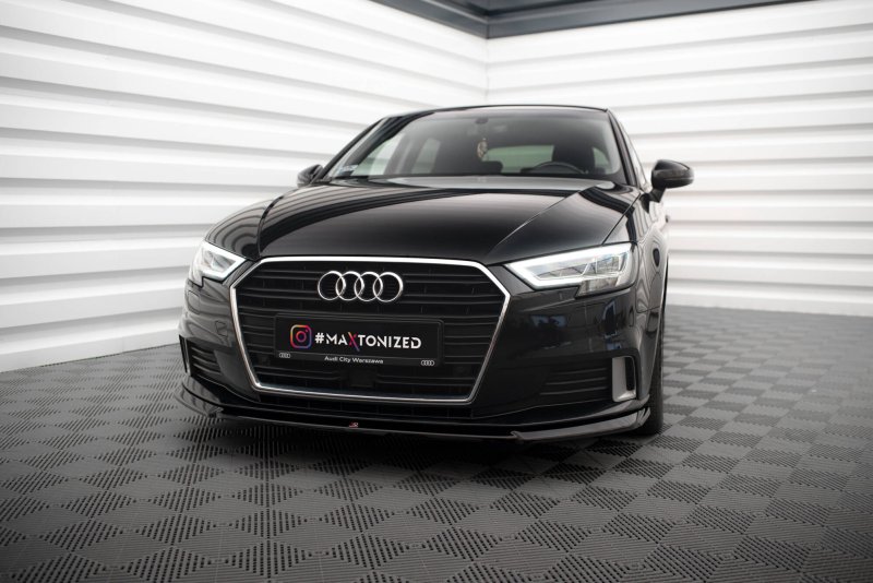Maxton Front Ansatz V.2 Audi A3 Sportback 8V Facelift schwarz Hochglanz AU-A3-3F-SB-FD2-G