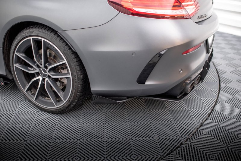 Maxton Street Pro Heck Ansatz Flaps Diffusor + Flaps Mercedes-AMG C43 Coupe / Cabrio C205 Facelift / A205 Facelift schwarz Hochglanz MEC205F43CCNC-RSD1BRB+RSF1-G