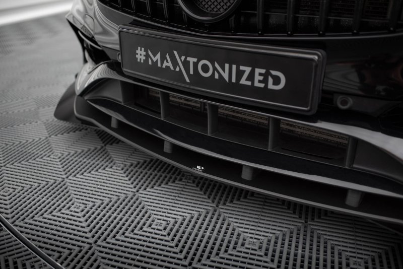 Maxton Street Pro Front Ansatz + Flaps Mercedes-Benz A AMG-Line W176 Facelift schwarz Hochglanz MEA176FAMGLINECNC-FD1BRB+FSF1-G