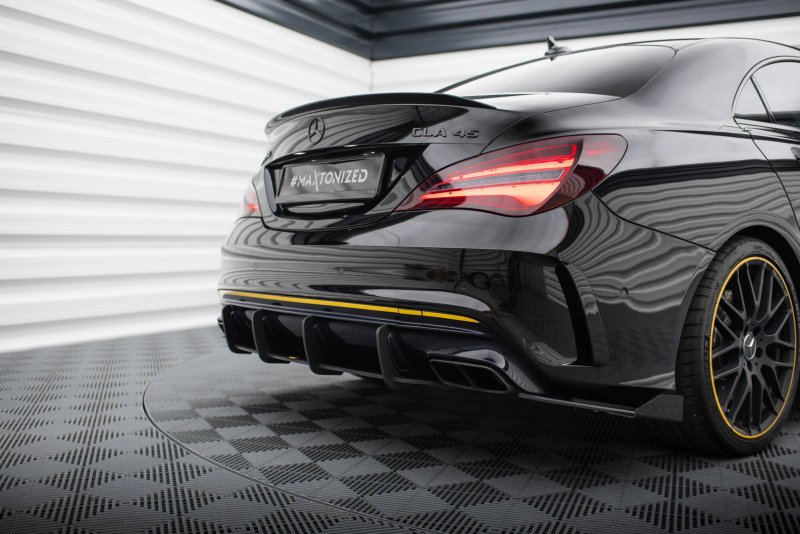 Maxton Hintere Seiten Flaps Mercedes-AMG CLA 45 C117 Facelift schwarz Hochglanz MECLA117AMGAEROCNC-RSF1-G