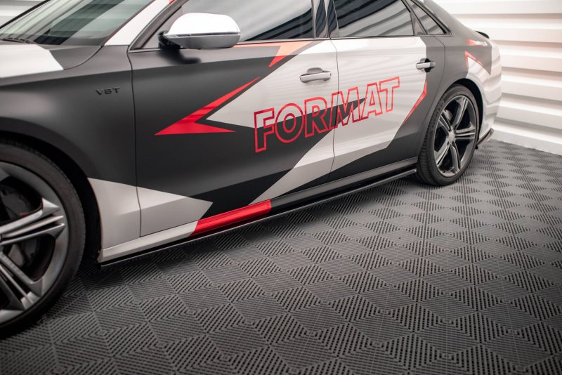 Maxton Seitenschweller Ansatz für V.1 für Audi S8 D4 schwarz Hochglanz AU-A8-D4-SLINE-SD1-G