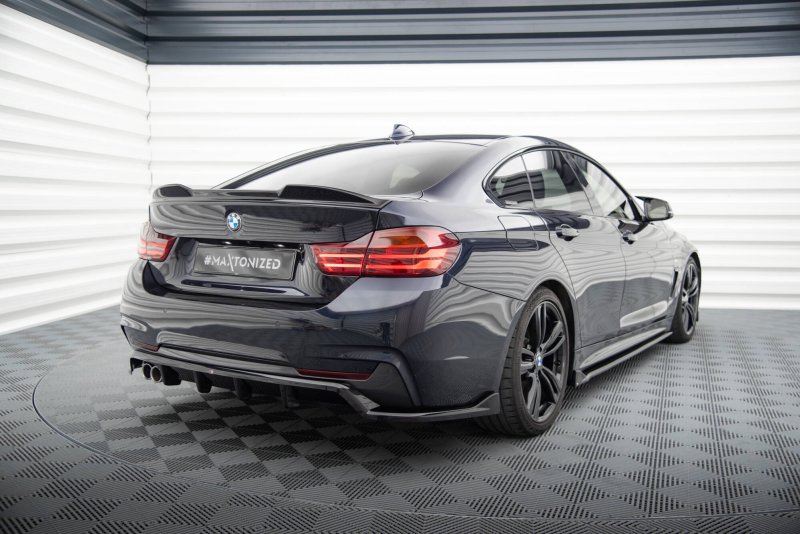 Maxton Mittlerer Cup Diffusor Heck Ansatz BMW 4er Coupe / Gran Coupe / Cabrio M-Paket F32 / F36 / F33 schwarz Hochglanz BM-4-F36-GC-MPACK-RD1G+RD2-G