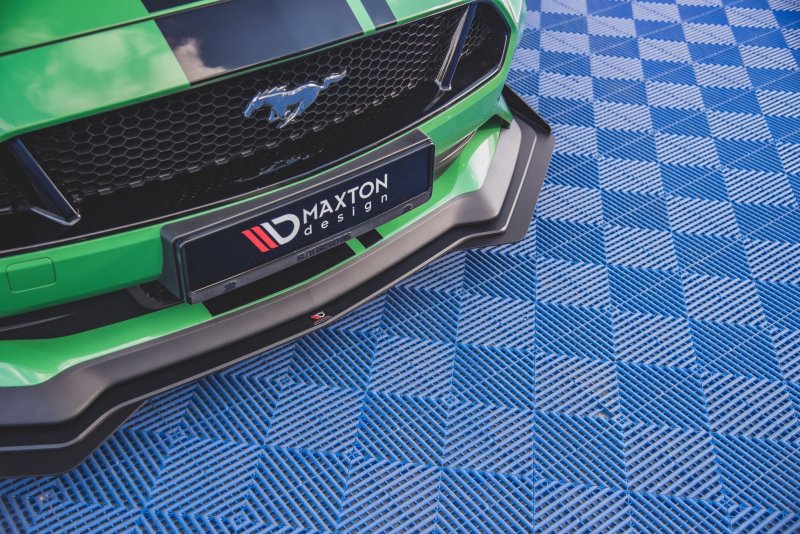 Maxton Street Pro Front Ansatz V.1 für  + Flaps Ford Mustang GT Mk6 Facelift schwarz Hochglanz FOMU6FGTCNC-FD1B+FSF1-G