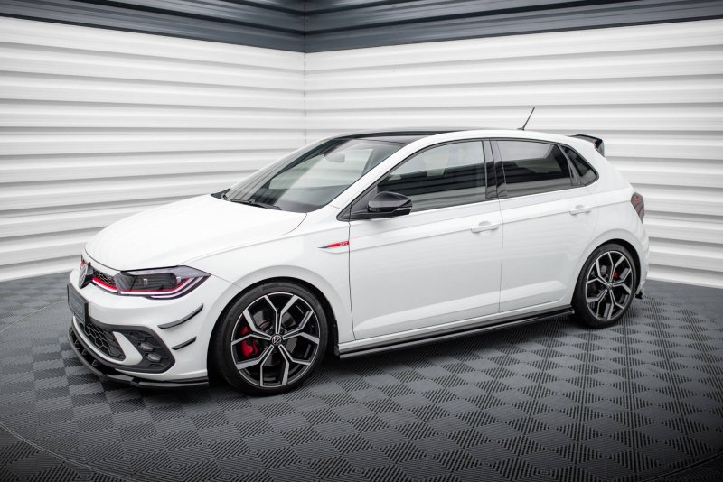 Maxton Seitenschweller Ansatz VW Polo AW GTI Facelift schwarz Hochglanz VW-PO-6F-GTI-SD1-G