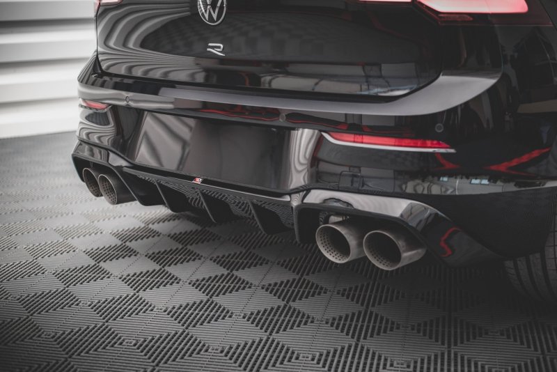 Maxton Diffusor Heck Ansatz V.1 für Volkswagen Golf R Mk8 schwarz Hochglanz VW-GO-8-R-RS1-G