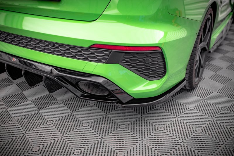 Maxton Heck Ansatz Flaps Diffusor für Audi RS3 Limousine 8Y schwarz Hochglanz AU-RS3-8Y-S-RSD1-G