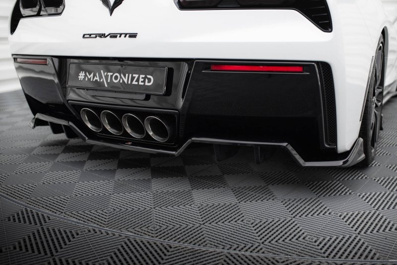 Maxton Mittlerer Diffusor Heck Ansatz DTM Look Chevrolet Corvette C7 schwarz Hochglanz CH-CO-C7-RD3G+RD2-G
