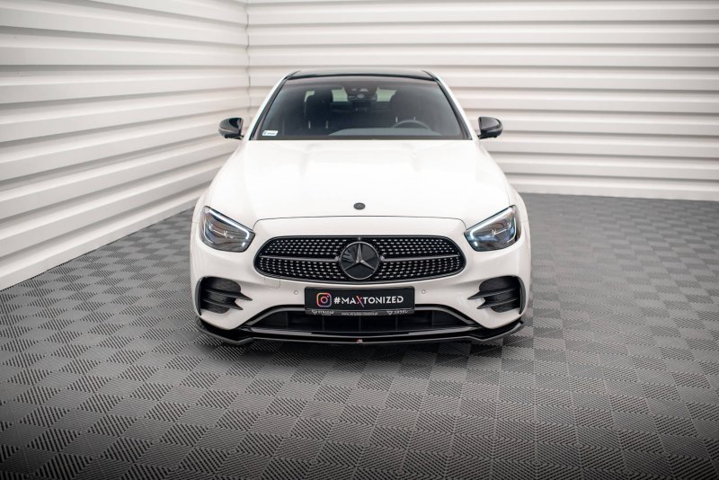 Maxton Front Ansatz V.1 für Mercedes-Benz E AMG-Line W213 Facelift schwarz Hochglanz ME-E-213F-AMGLINE-FD1-G