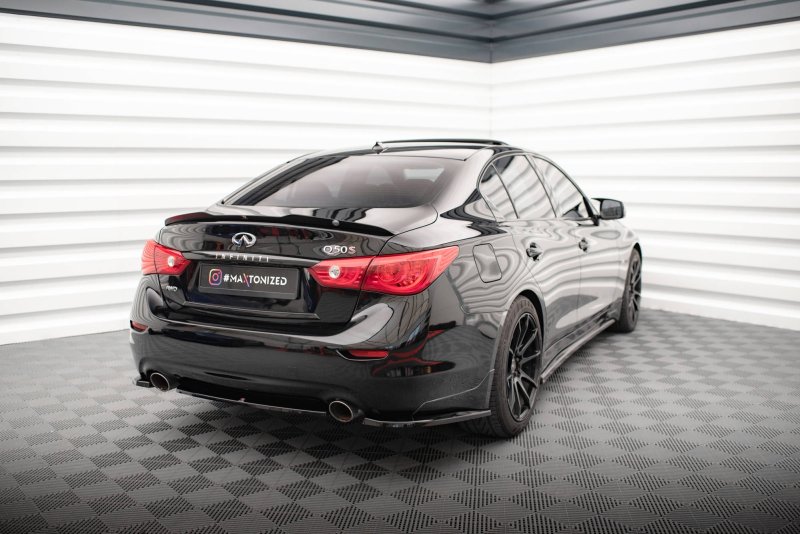 Maxton Mittlerer Diffusor Heck Ansatz für Infiniti Q50 S Mk1 schwarz Hochglanz IN-Q50S-1-RD1-G