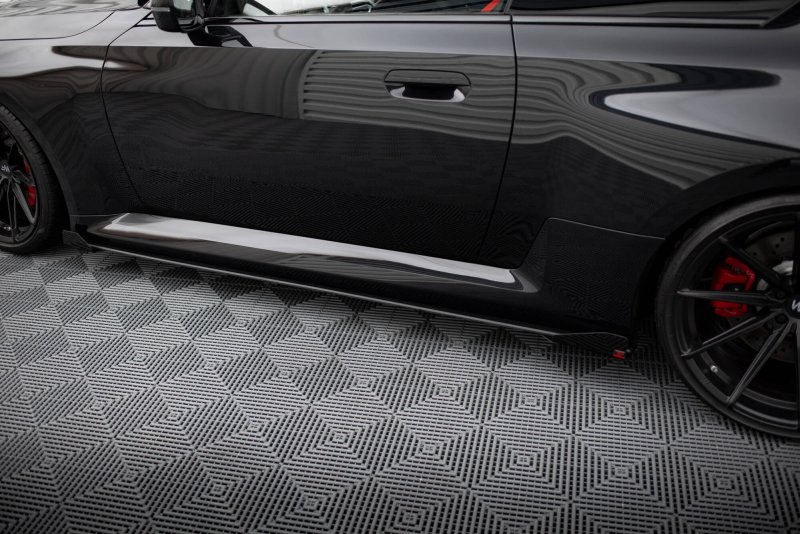 Maxton Street Pro Seitenschweller Ansatz V.1 + Flaps BMW M2 G87 schwarz Hochglanz BMM2G87CNC-SD1B+SF1-G