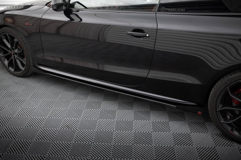 Maxton Street Pro Seitenschweller Ansatz + Flaps Audi A5 / A5 S-Line / S5 Coupe / Cabrio 8T / 8T Facelift schwarz Hochglanz AUS51CNC-SD1BRB+SF1-G
