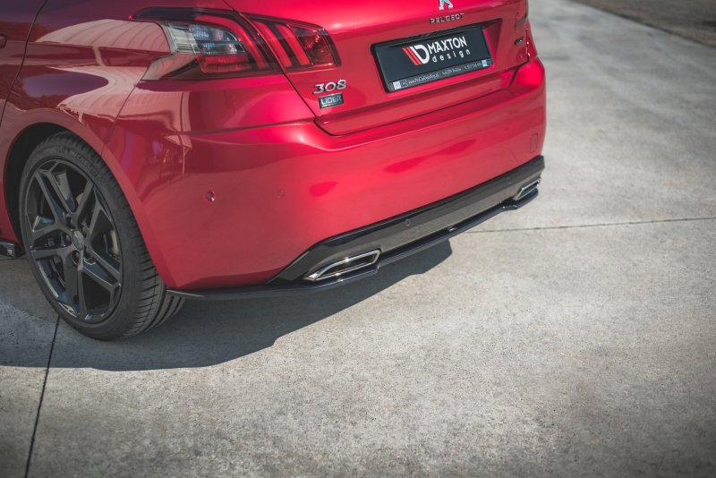 Maxton Mittlerer Diffusor Heck Ansatz für Peugeot 308 GT Mk2 Facelift schwarz Hochglanz PE-308-2F-GT-RD1-G