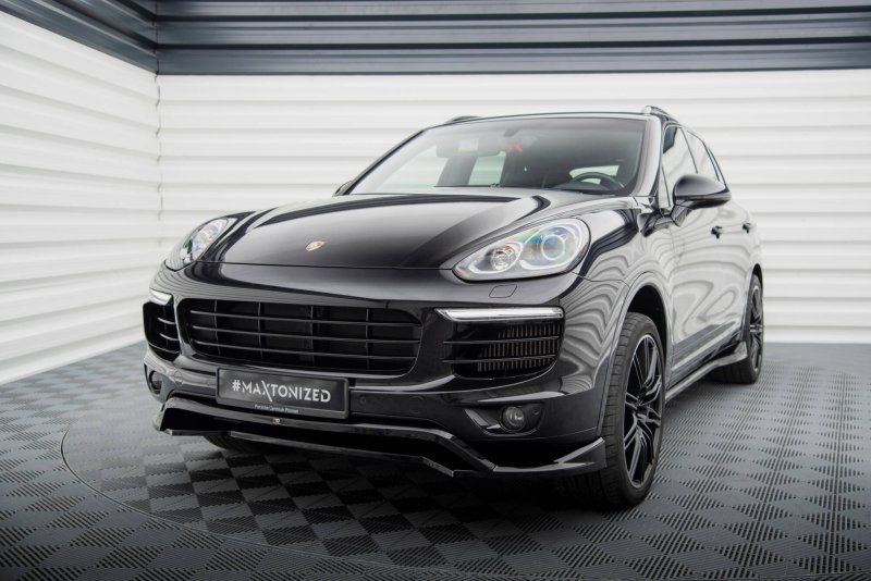 Maxton Front Ansatz Porsche Cayenne Mk2 Facelift schwarz Hochglanz PO-CAY-2F-FD1G+FD1R-G