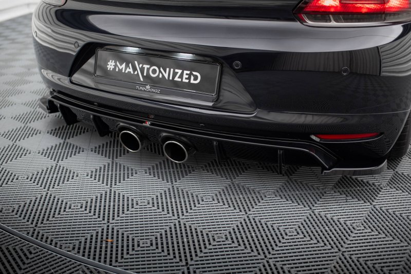 Maxton Diffusor Heck Ansatz V.2 VW Scirocco Mk3 (R32 Auspuff) schwarz Hochglanz VW-SC-3-RS2G+RS2R-G